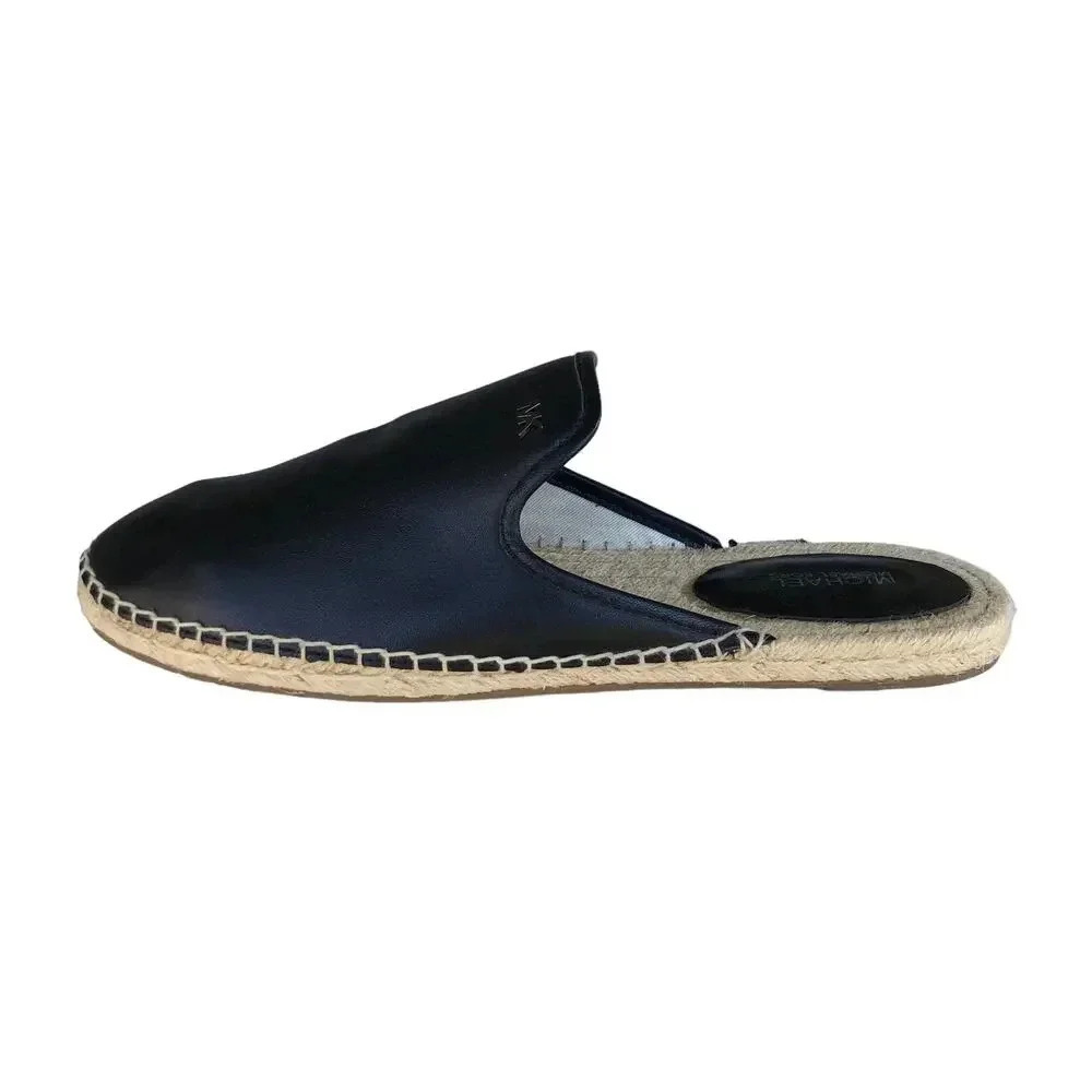 NWOT Michael Kors Emilia Black Leather Slide Epadrille Size 9
